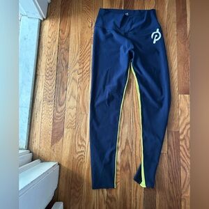Peloton Women’s Navy Leggings with Neon Yellow Accent